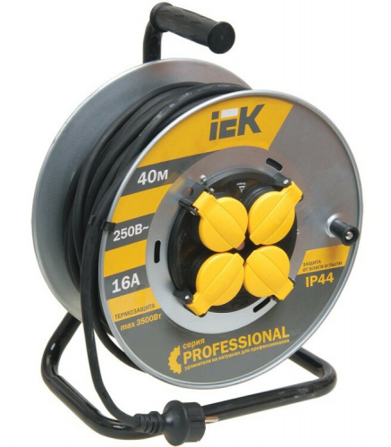 Катушка УК40 на мет с т/з 4 места 2Р+PЕ/40м КГ 3х2,5мм2 IP44 "Professional" | WKP17-16-04-40-44 | IEK