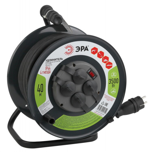 Удлинитель силовой ЭРА RMx-4es-3x2.5-40m-IP44(KG) на м. катушке c/з 4 гн 40м КГ 3х2.5 | Б0043059 | ЭРА