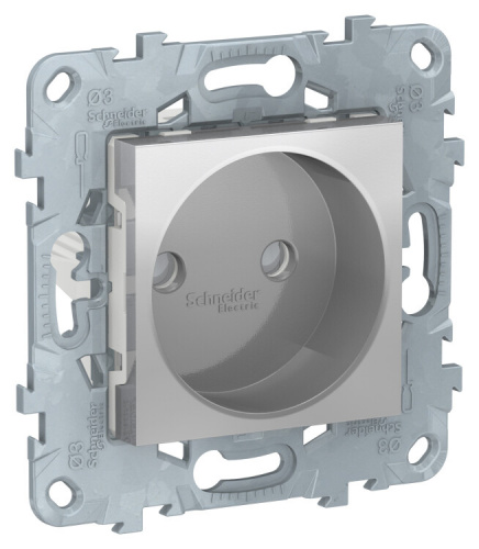 Unica New Алюминий Розетка б/з со шторками, винт. зажим, 16 А | NU503330 | Schneider Electric