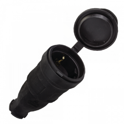 Розетка переносная с защитной крышкой каучуковая 230В 2P+PE 16A IP44 EKF PROxima | RPS-012-16-230-44 | EKF