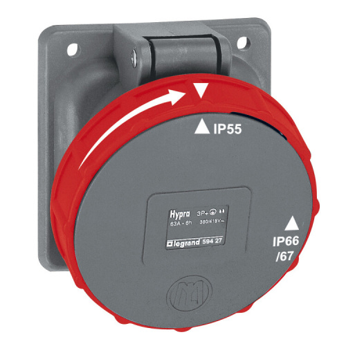 Встраиваемая розетка Hypra - IP 66/67-55 - 3К+3 - 63 А - пластик | 059427 | Legrand