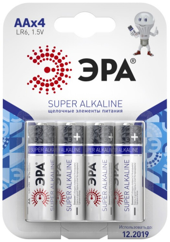 Батарейка щелочная (алкалиновая) LR6-4BL (80/640/20480) (AA) | C0038450 | ЭРА