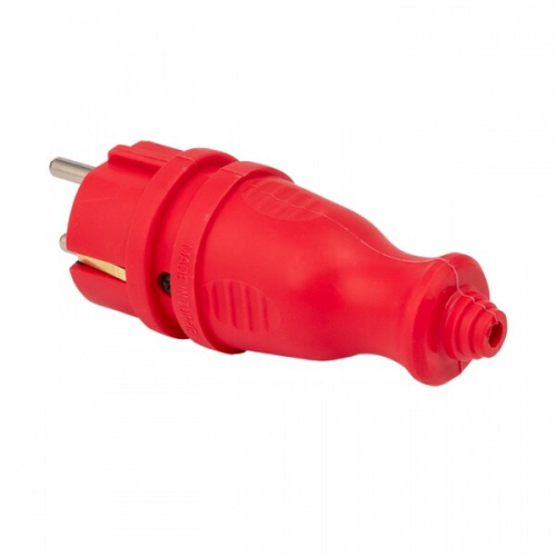 Вилка красная каучуковая прямая 230В 2P+PE 16A IP44 PRO | RPS-011-16-230-44-rr | EKF