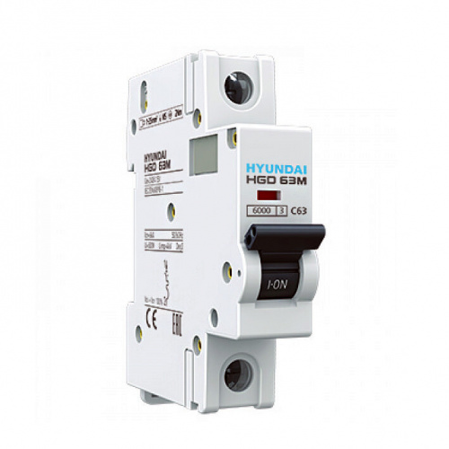 Автоматический выключатель HGD63-M 1PMDS0000C 00001 1 полюс, 1А, ток к.з. 6kA, хар-ка D | 13.04.001024 | HYUNDAI