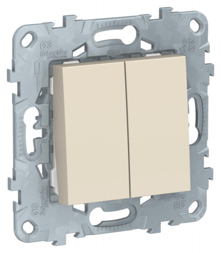 Unica New Бежевый Выключатель 2-клавишный, сх. 5, 10 AX, 250В, | NU521144 | Schneider Electric